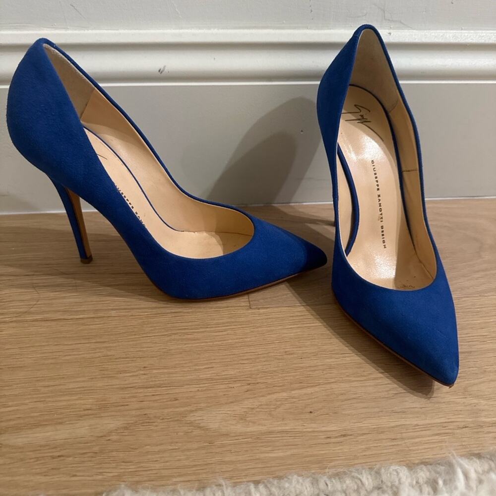 Giuseppe Zanotti Blue Suede Pointed Toe Pumps EU 39 - Picture 4 of 6